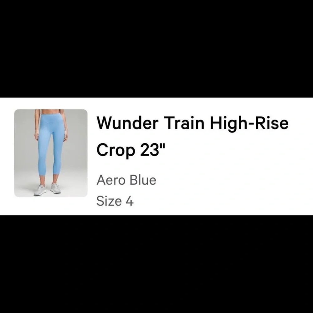 🆕NWT Lululemon Wunder Train High Rise Crop Leggings / Tights 23” in Aero Blue 4 - Picture 9 of 10